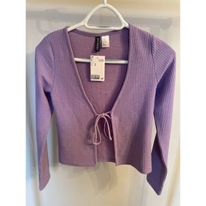 Women's Purple Ribbed Cardigan